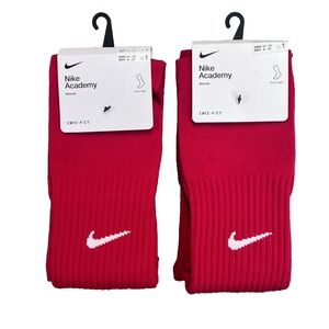 2 pair Nike Academy Soccer Socks Mens 8-12 Red Dri Fit Knee High Quick Dry NEW